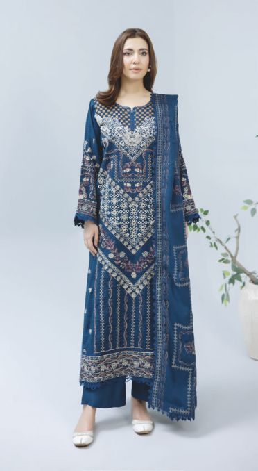 Premium Winter Collection – Embroidered 3-Piece Suit with Wool Shawl