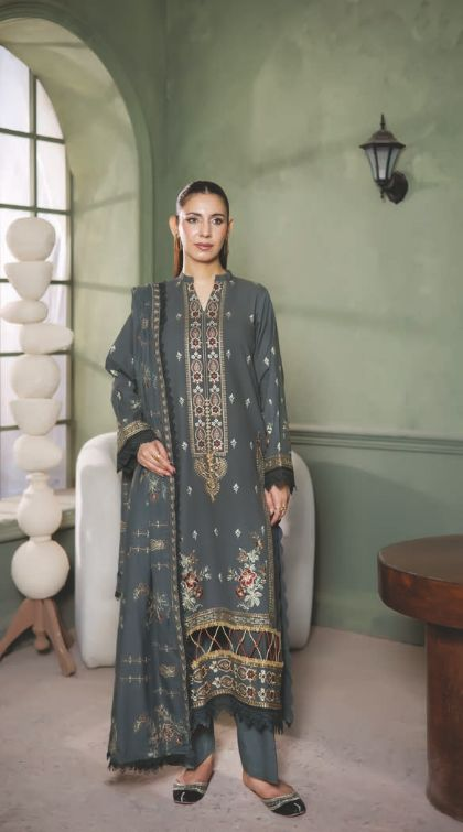 Classic Embroidered Winter Wear with Shawl