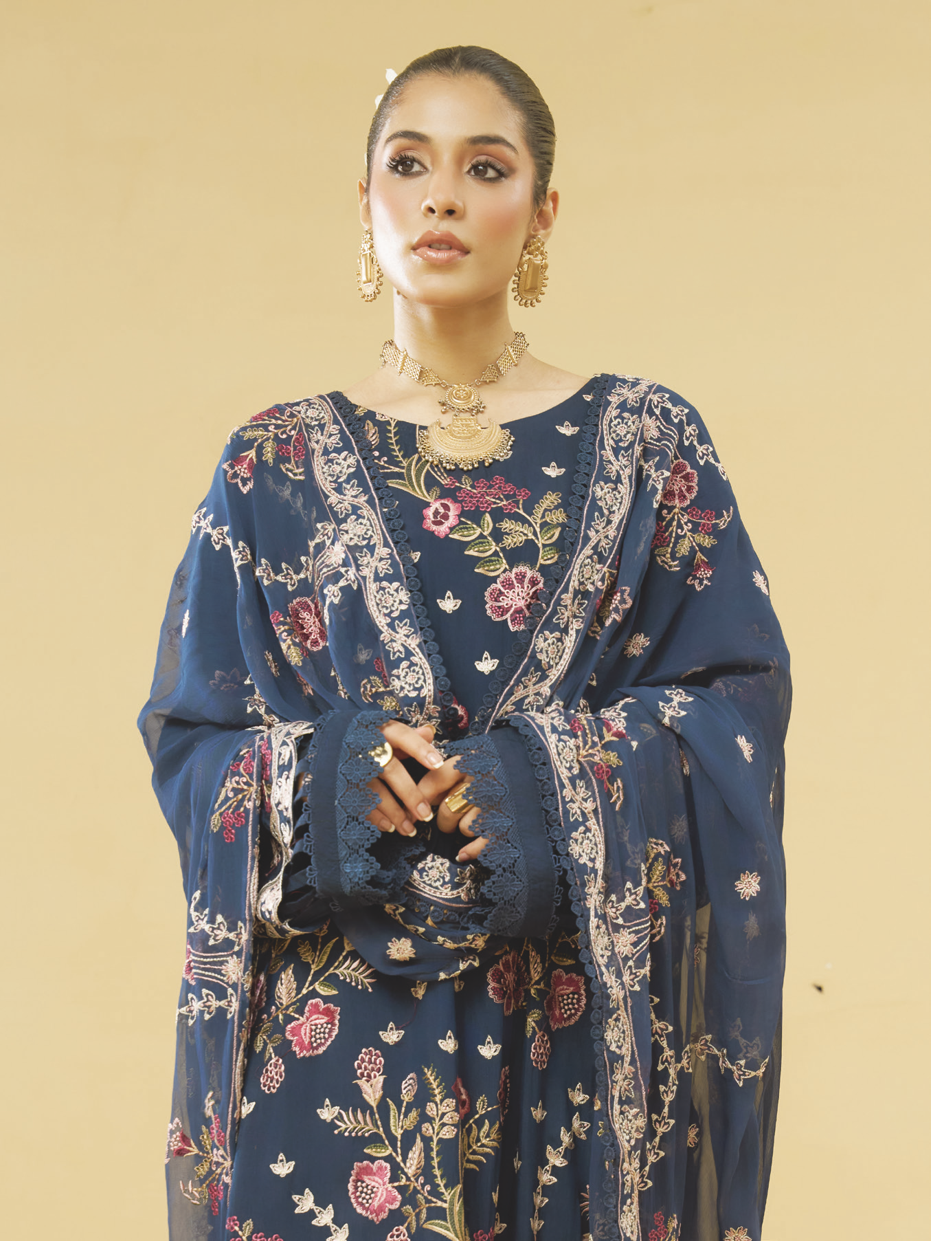 Premium Embroidered Silk Viscose Suit for Women | Bamber Chiffon Embroidered Dupatta