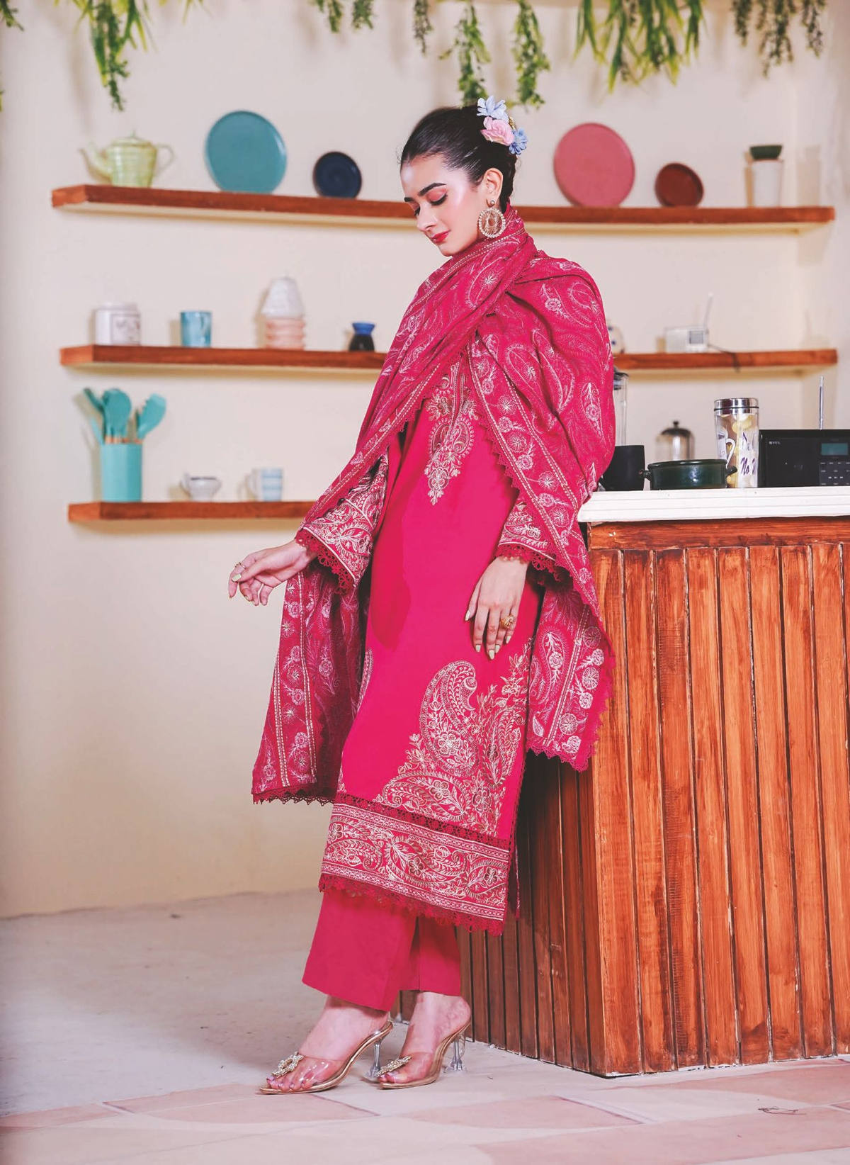 Premium Embroidered Winter Suit with Luxury Shawl