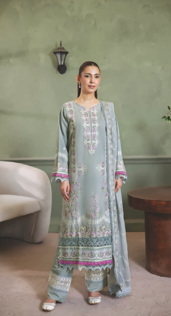 Premium Embroidered Resham Karandi with Bamber Chiffon Dupatta