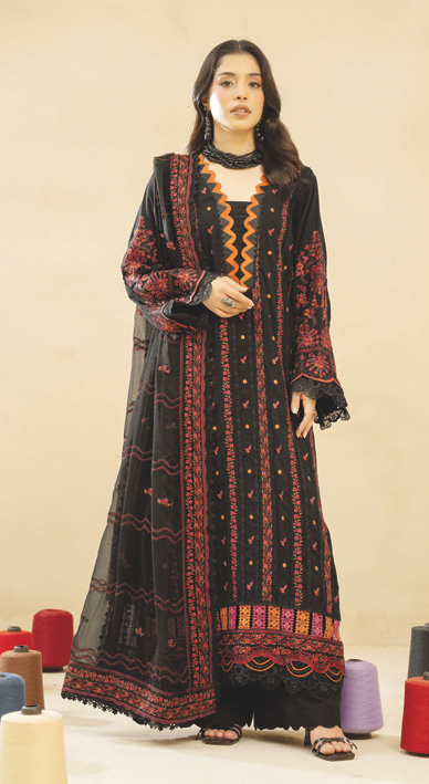 Elegant Embroidered Resham Karandi Bamber Chiffon Dupatta | Winter Collection