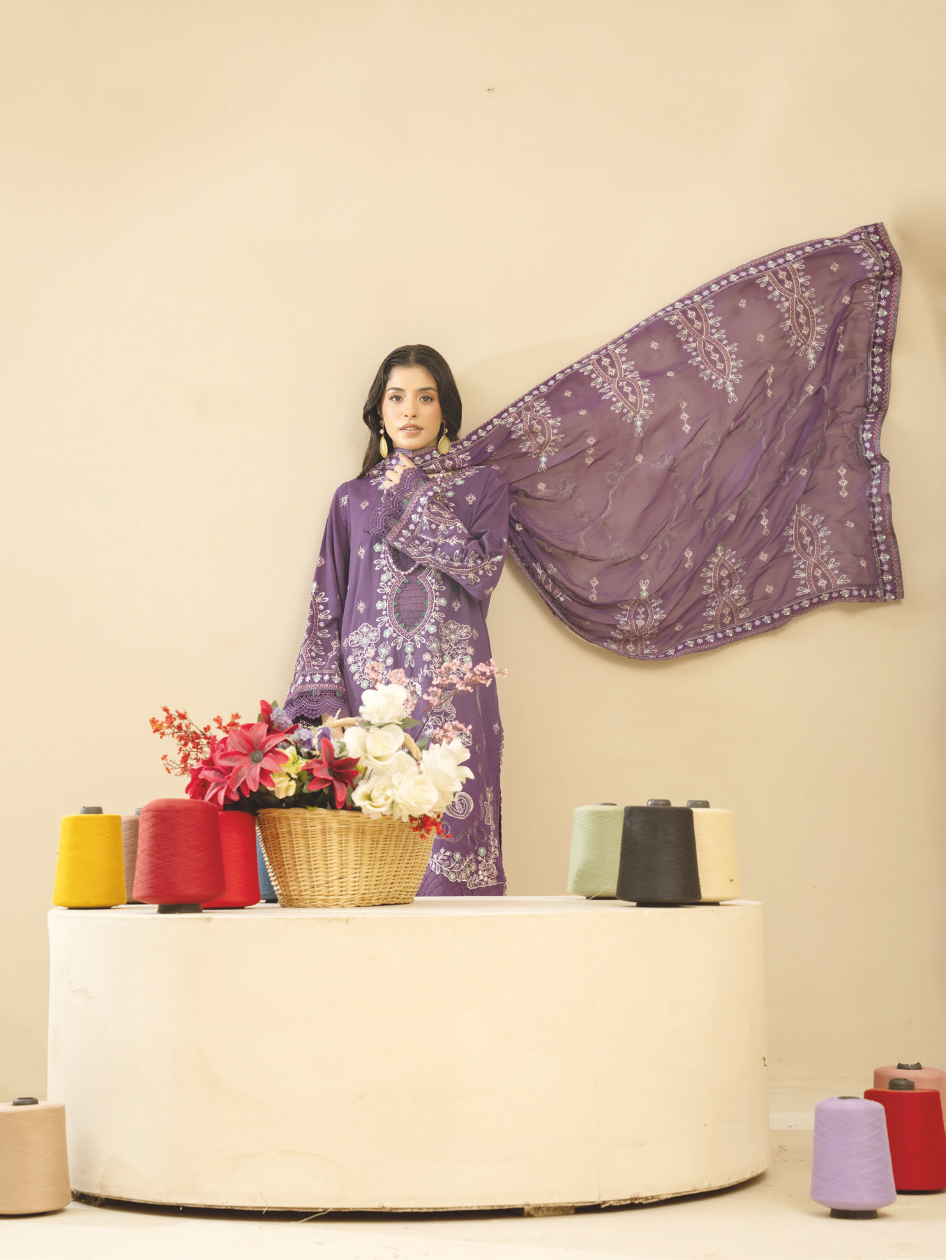 Embroidered Resham Karandi with Embroidered Bamber Chiffon Dupatta