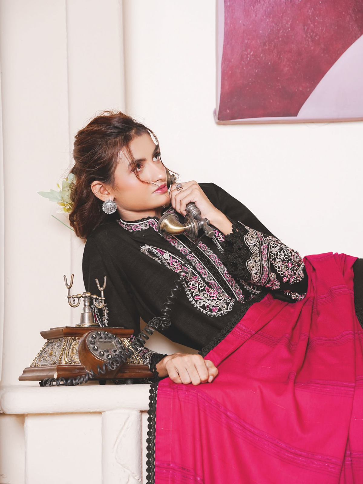 Luxury Embroidered Winter Wear with Premium Jacquard Wool Shawl