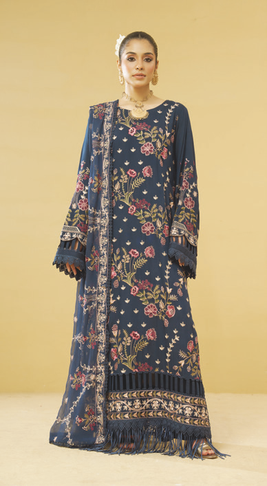 Premium Embroidered Silk Viscose Suit for Women | Bamber Chiffon Embroidered Dupatta