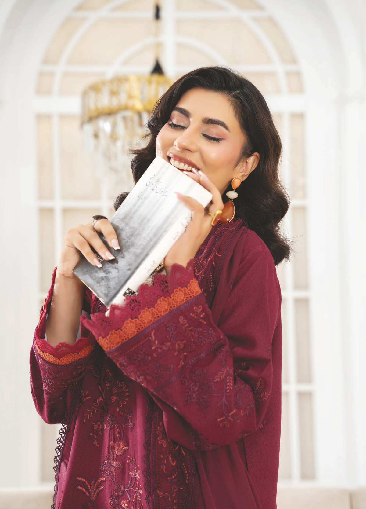 Embroidered Resham Karandi 3 Piece Suit with Chiffon Dupatta