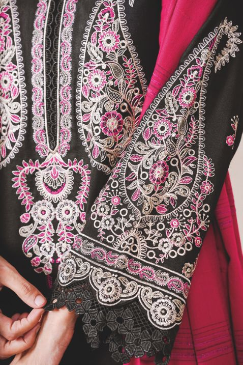 Luxury Embroidered Winter Wear with Premium Jacquard Wool Shawl