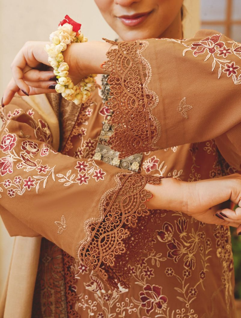 Luxury Embroidered Winter Wear with Jacquard Wool Shawl