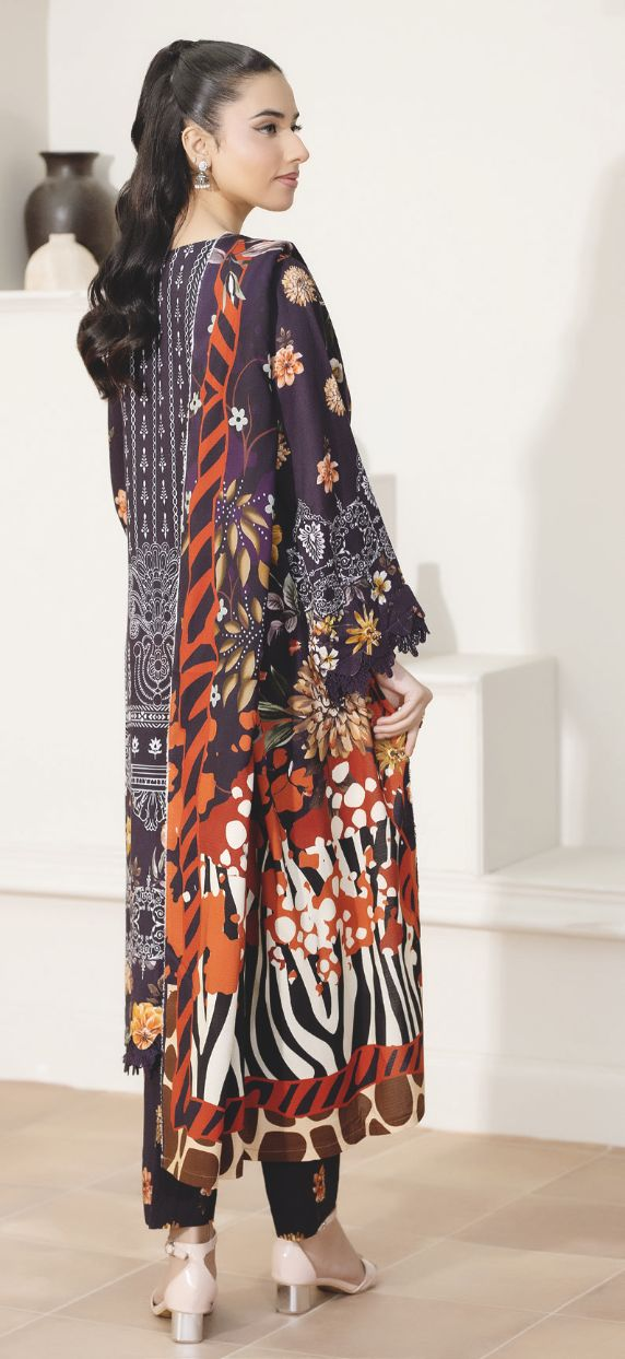 Embroidered Luxury Staple Slub 3-Piece Suit – Printed Shawal & Elegant Embroidery