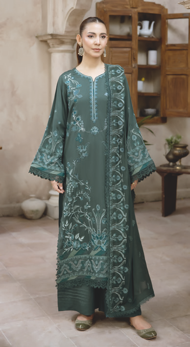 Embroidered Silk Viscose 3-Piece Collection with Bamber Chiffon Dupatta