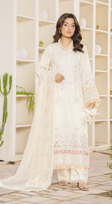 Premium Embroidered Silk Viscose Unstitched Suit with Embroidered Dupatta