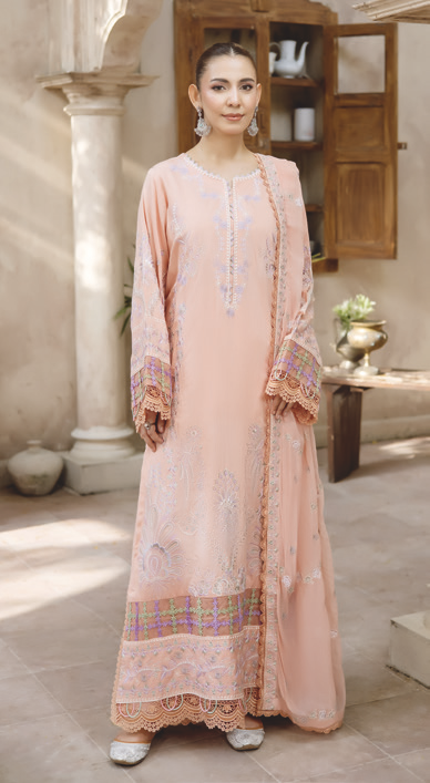 Premium Embroidered Silk Viscose 3-Piece Suit with Chiffon Dupatta