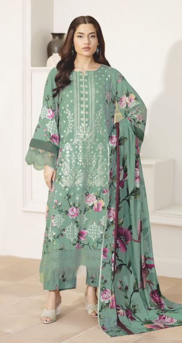 Luxury Staple Slub Embroidered Suit with Printed Shawal – Festive Winter Wear