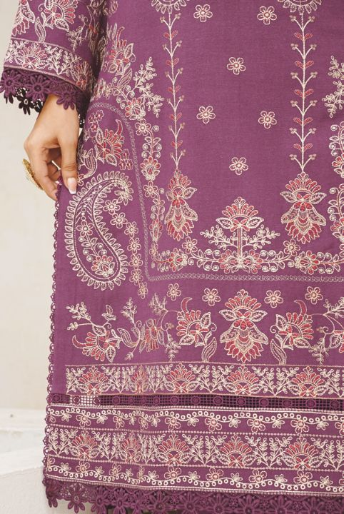 Premium Embroidered Peach Leather 3-Piece Suit with Wool Shawl