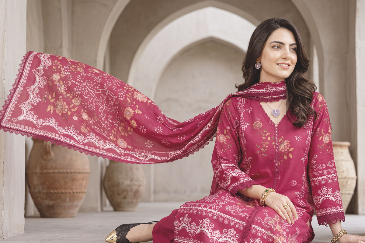 Stylish Printed Winter Dress with Beautiful Matching Shawl