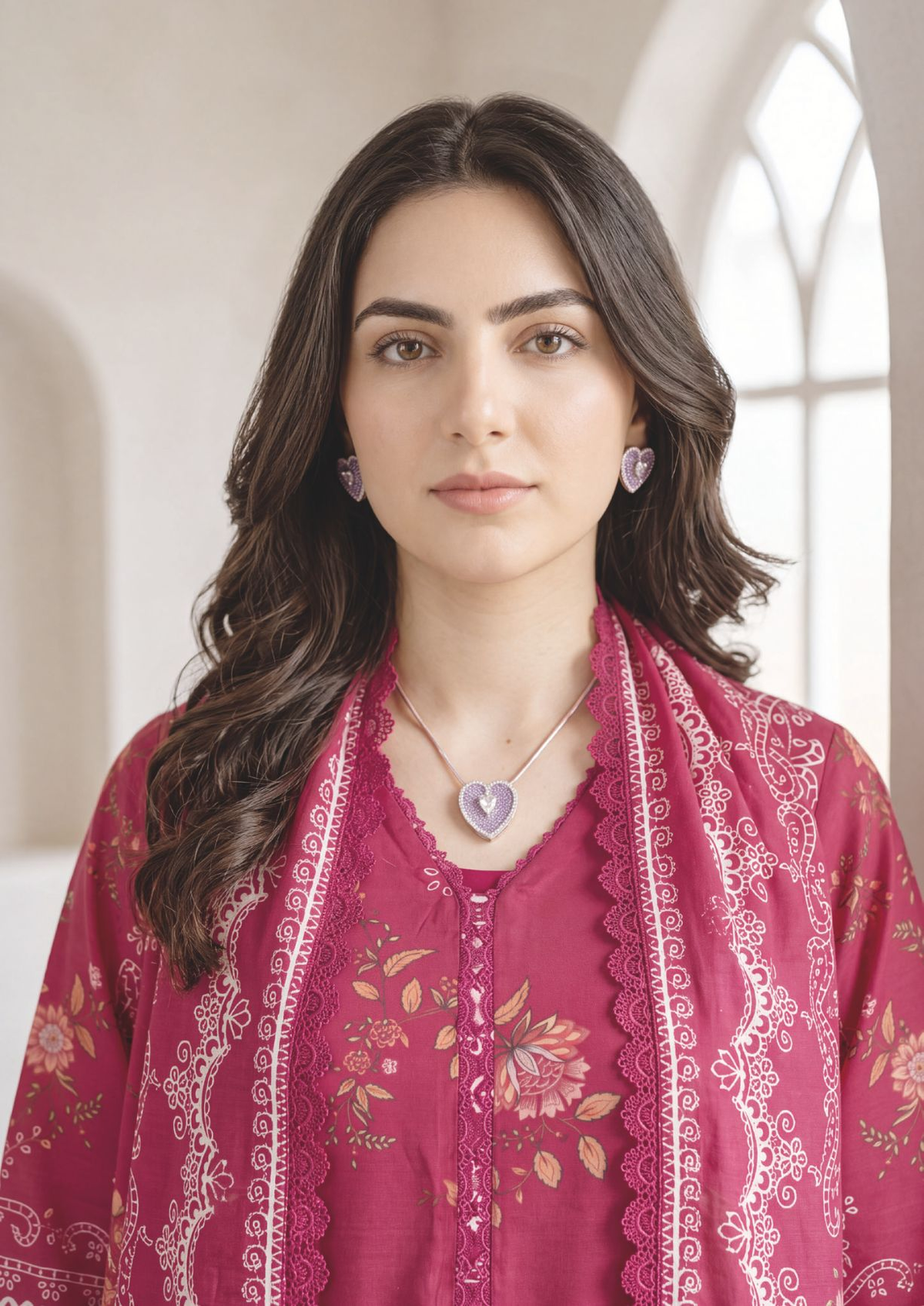 Stylish Printed Winter Dress with Beautiful Matching Shawl