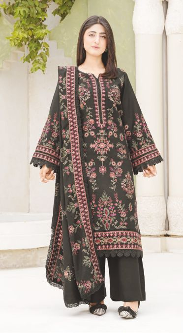 Designer Peach Leather Suit with Embroidered Luxury Winter Shawl