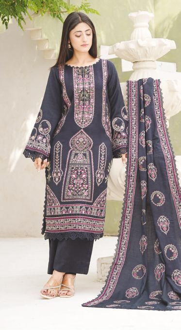 Premium Winter Peach Leather Suit with Embroidered Wool Shawl