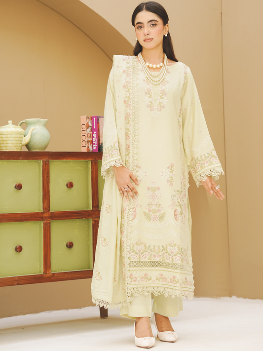 Elegant Embroidered Peach Leather Dress with Matching Wool Shawl