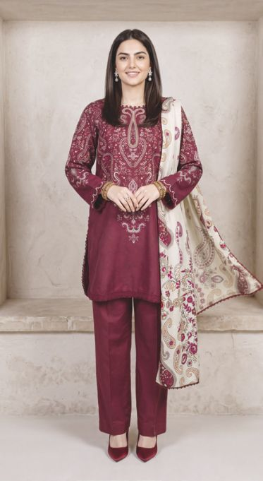 Traditional Printed Winter Collection with Designer Shawl