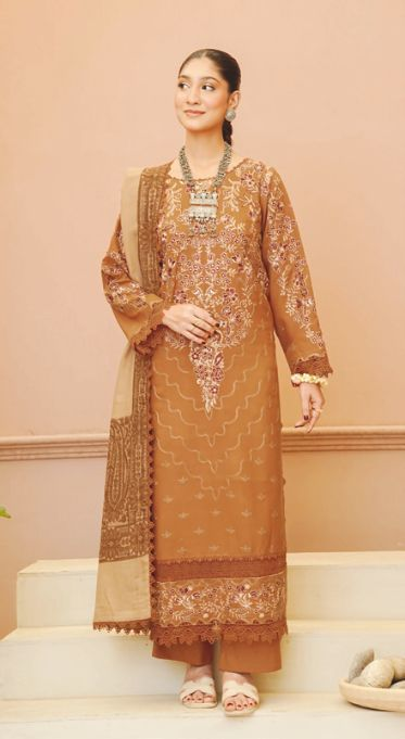 Luxury Embroidered Winter Wear with Jacquard Wool Shawl