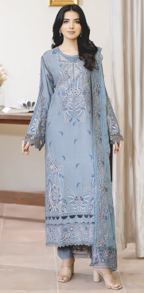 Premium Silk Viscose Embroidered Suit for Women | Embroidered Bamber Chiffon Dupatta