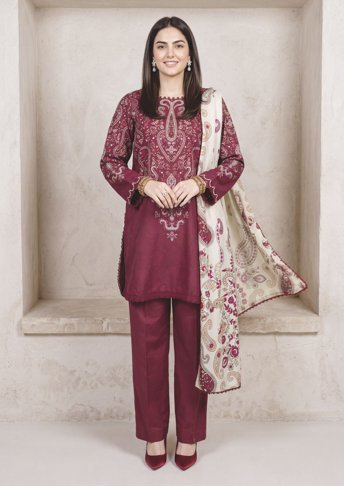 Traditional Printed Winter Collection with Designer Shawl