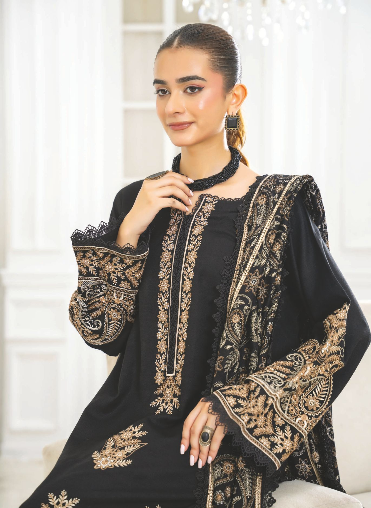 Embroidered Winter Collection with Luxury Embroidered Shawl