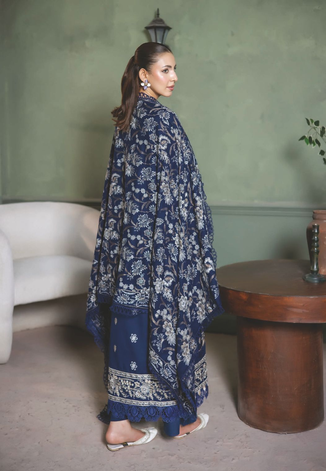 Embroidered Winter Wear with Exquisite Luxury Shawl