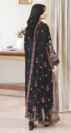 Designer Silk Viscose Suit with Embroidered Bamber Chiffon Dupatta | Pakistani Winter Fashion