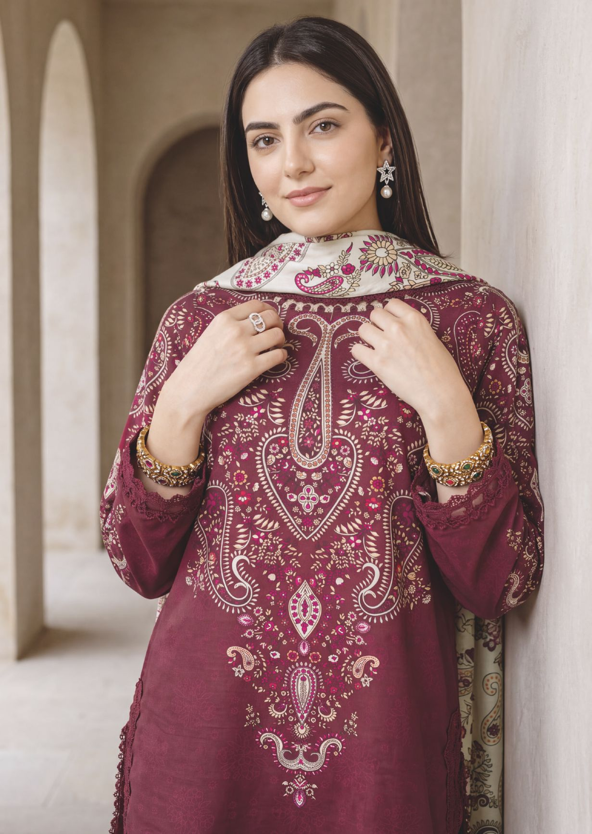 Traditional Printed Winter Collection with Designer Shawl