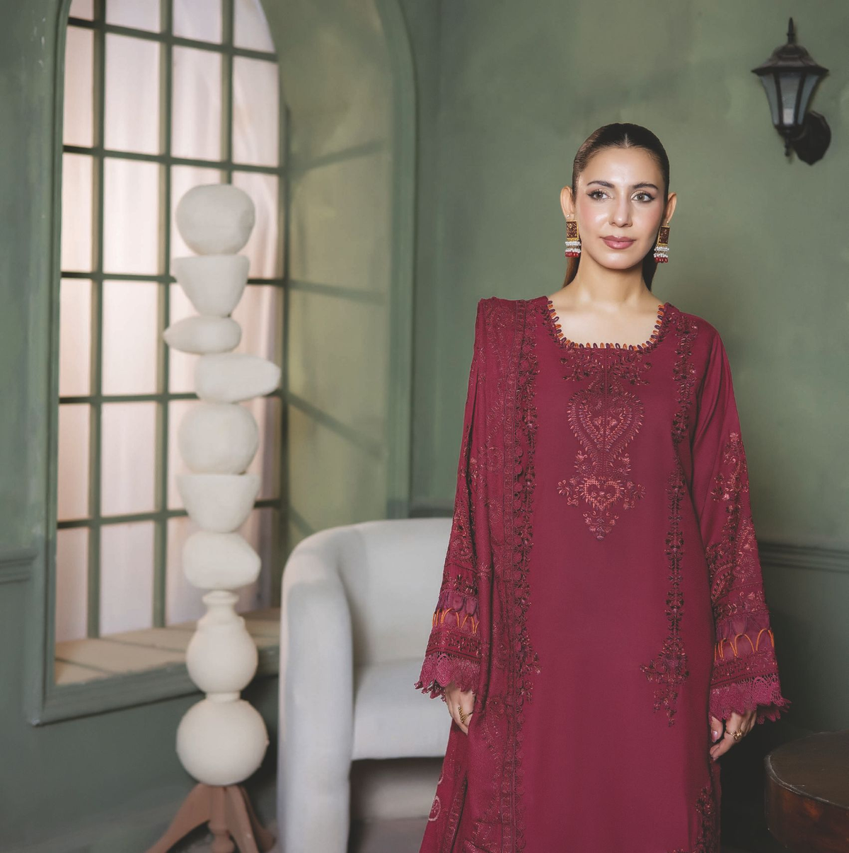 Premium Embroidered Winter Collection with Shawl