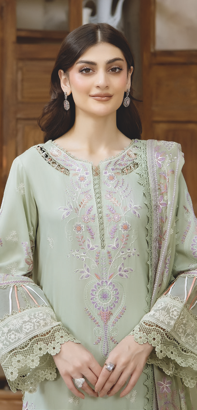 Premium Embroidered Silk Viscose with Bamber Chiffon Dupatta