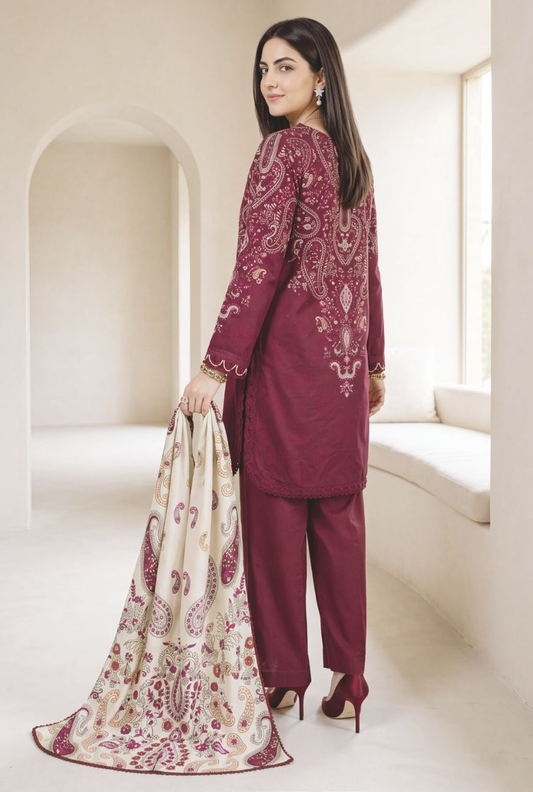 Traditional Printed Winter Collection with Designer Shawl