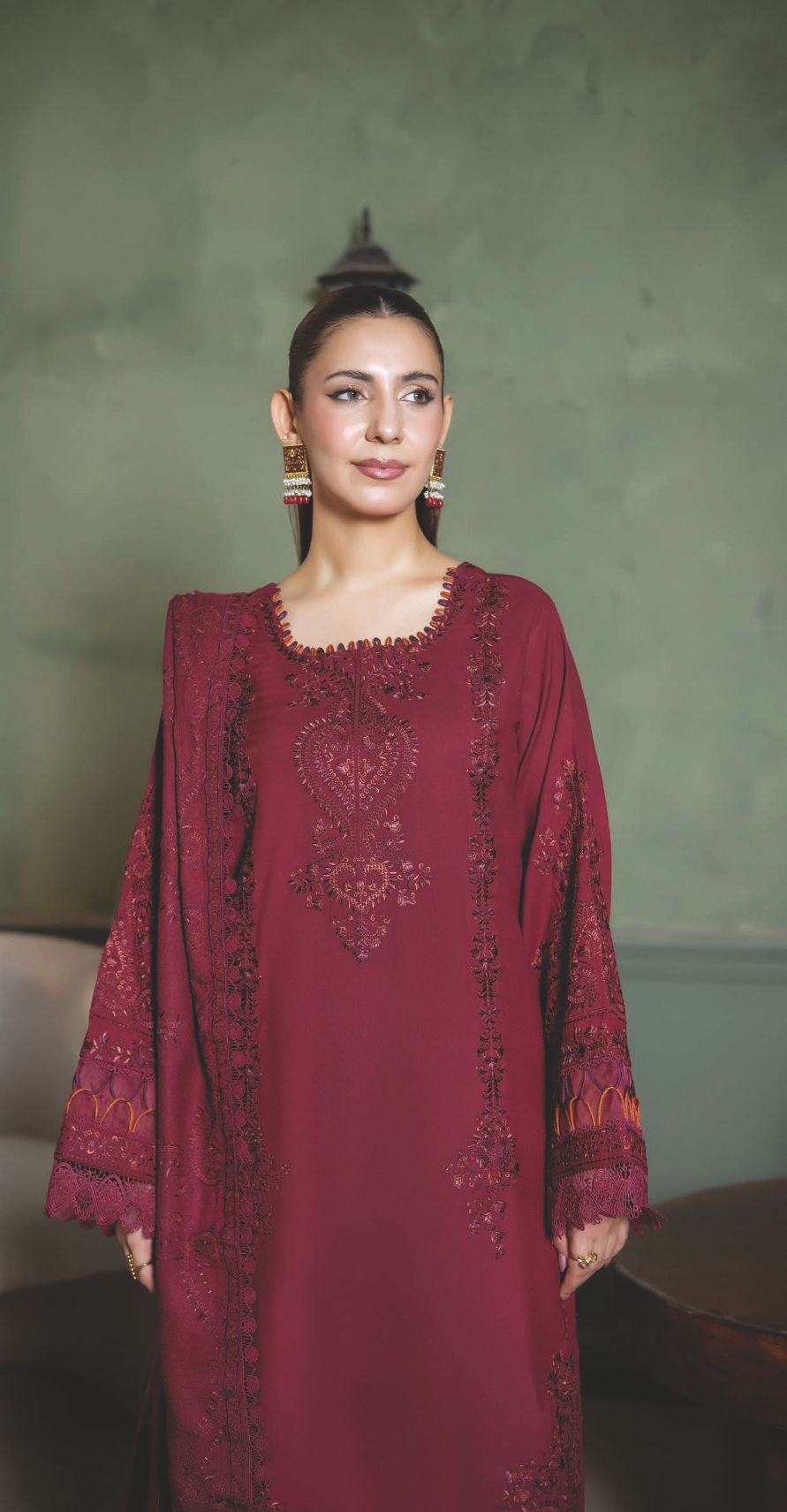 Premium Embroidered Winter Collection with Shawl