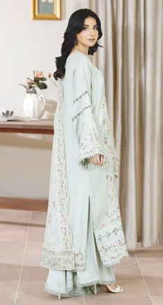 Elegant Embroidered Silk Viscose 3 Piece | Premium Bamber Chiffon Dupatta | Formal Wear