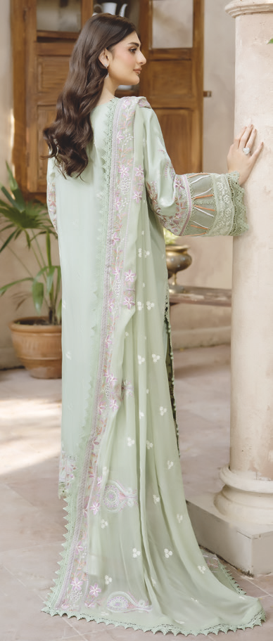 Premium Embroidered Silk Viscose with Bamber Chiffon Dupatta