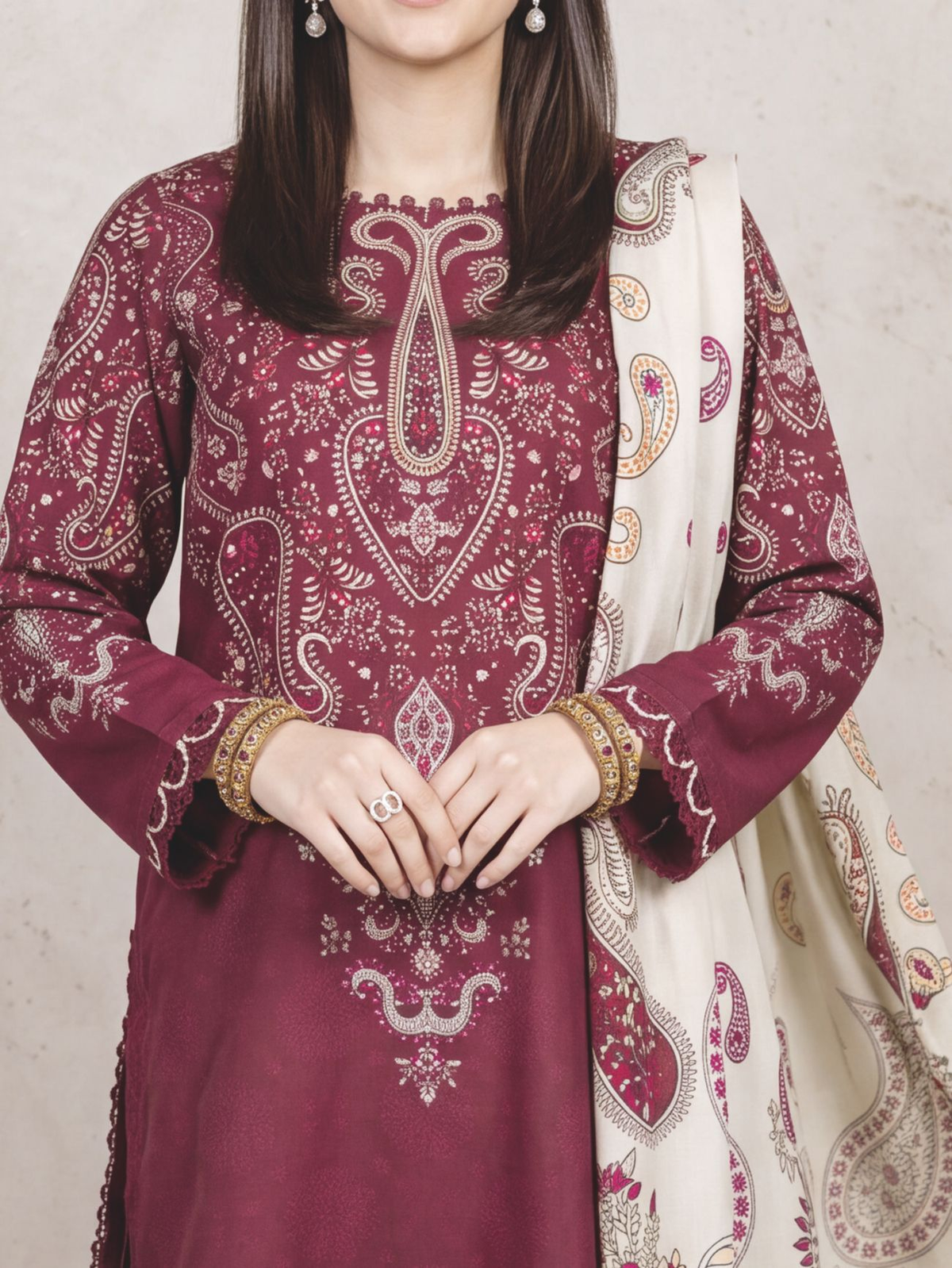 Traditional Printed Winter Collection with Designer Shawl