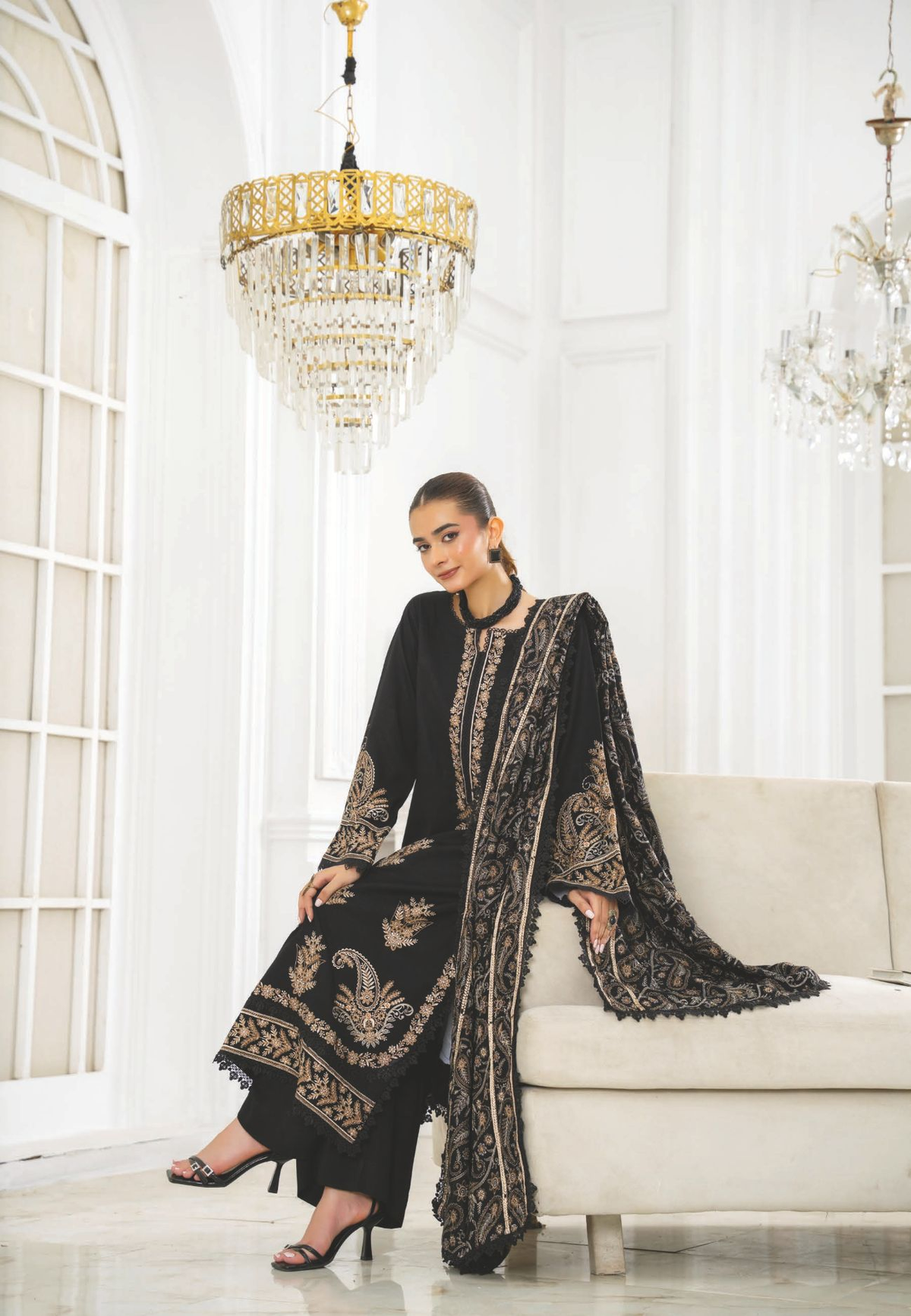 Embroidered Winter Collection with Luxury Embroidered Shawl