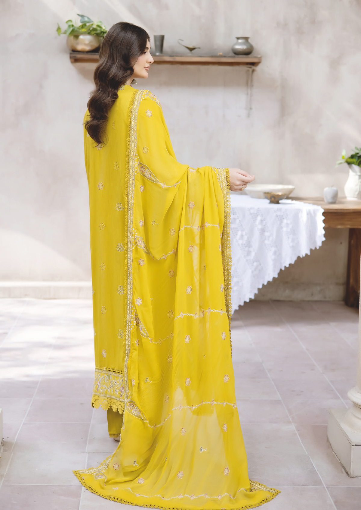 Designer Embroidered Silk Viscose Suit with Embroidered Chiffon Dupatta