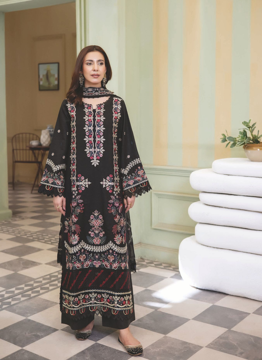 Elegant Resham Karandi Winter Suit with Embroidered Dupatta