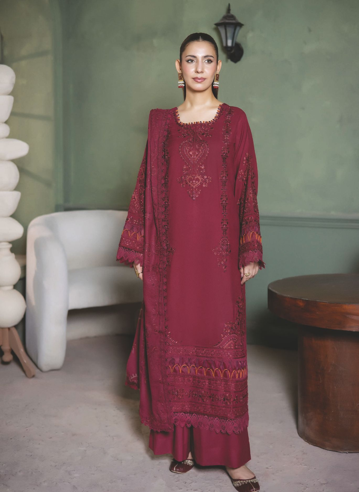 Premium Embroidered Winter Collection with Shawl