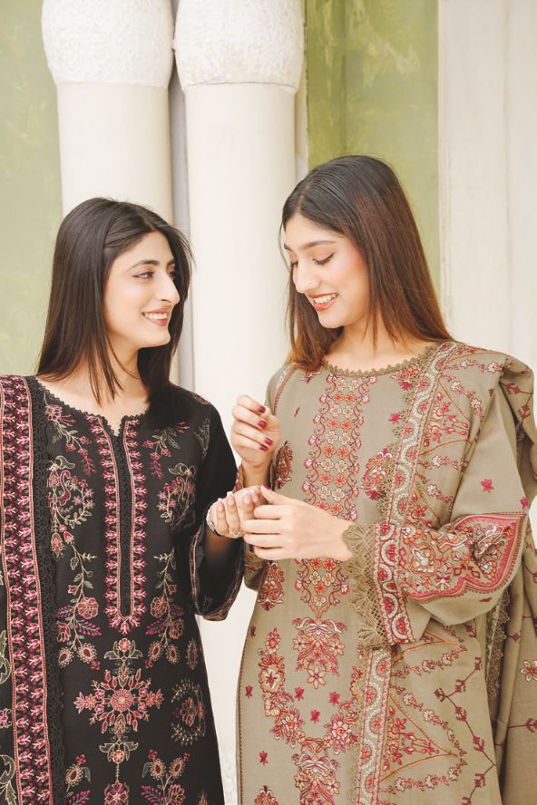 Designer Peach Leather Suit with Embroidered Luxury Winter Shawl
