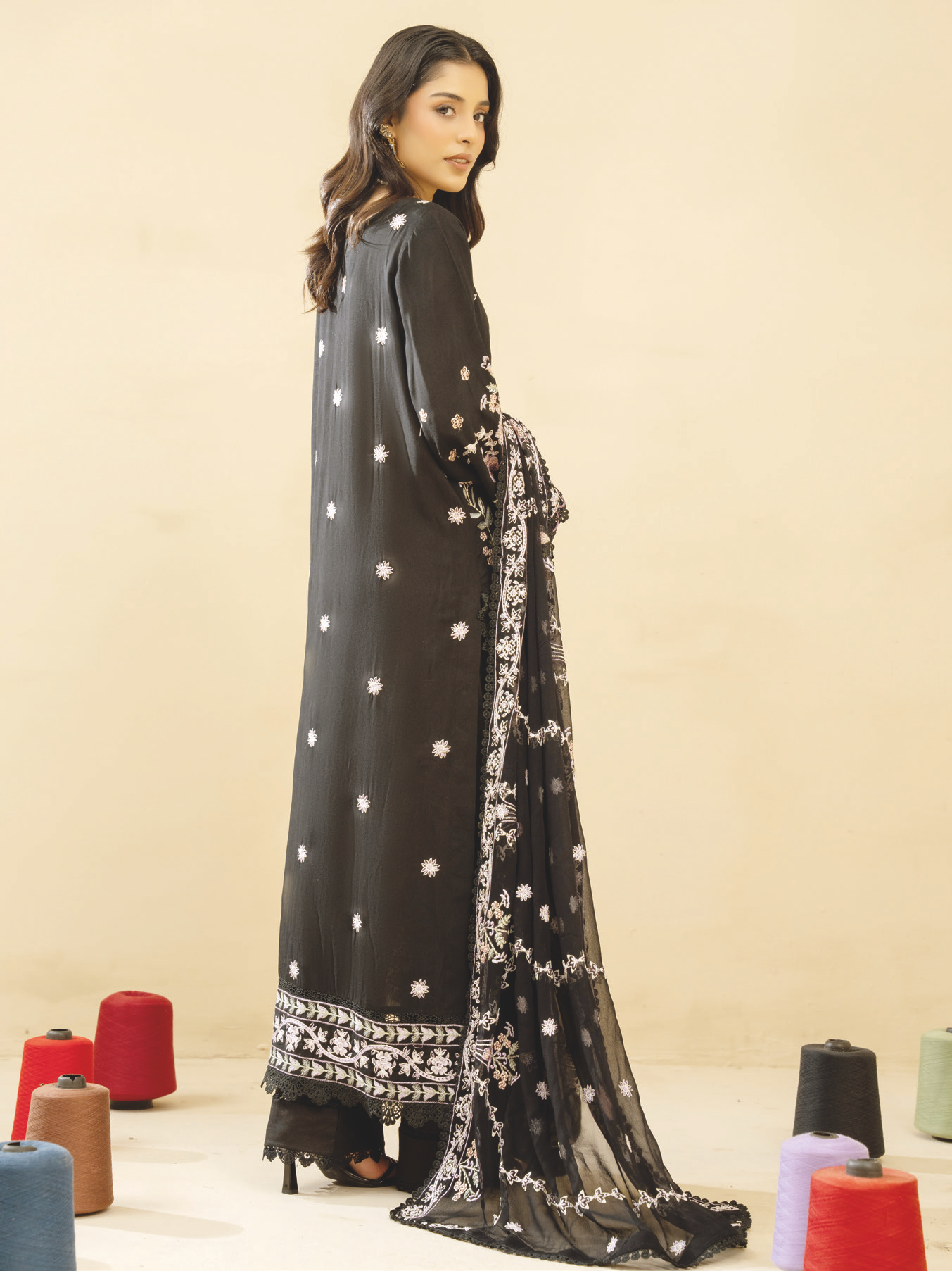Premium Silk Viscose Embroidered Suit with Elegant Bamber Chiffon Dupatta