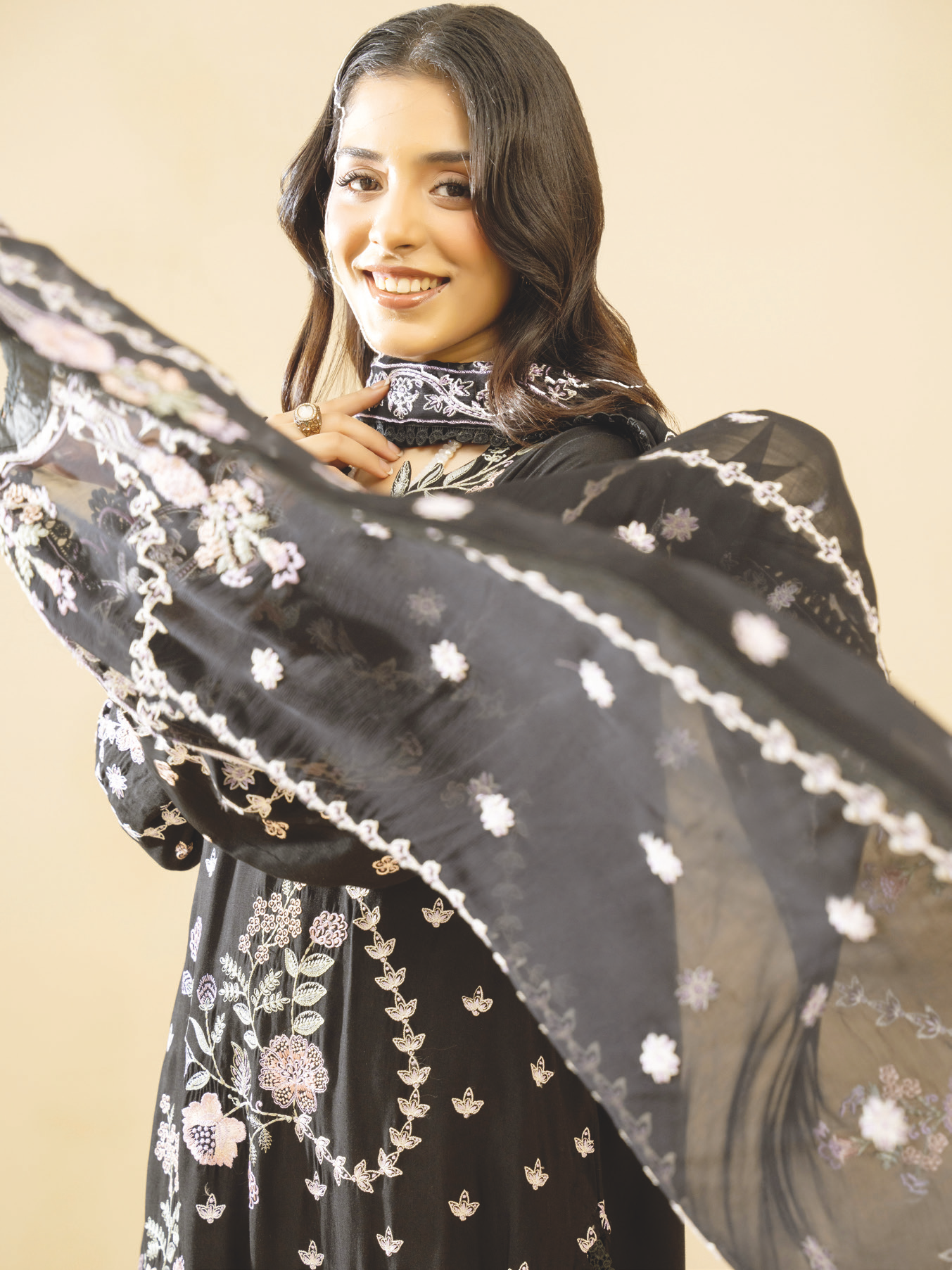 Premium Silk Viscose Embroidered Suit with Elegant Bamber Chiffon Dupatta