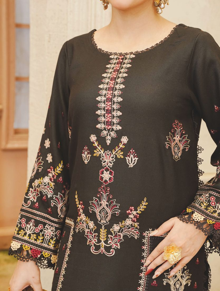 Premium Embroidered Winter Suit with Jacquard Luxury Shawl