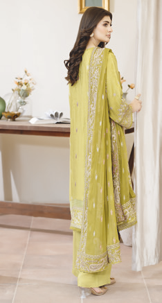 Embroidered Silk Viscose Pakistani Suit | Embroidered Bamber Chiffon Dupatta | Luxury Collection