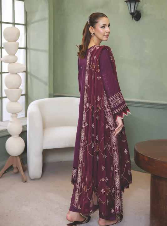 Elegant Embroidered Resham Karandi with Bamber Chiffon Dupatta