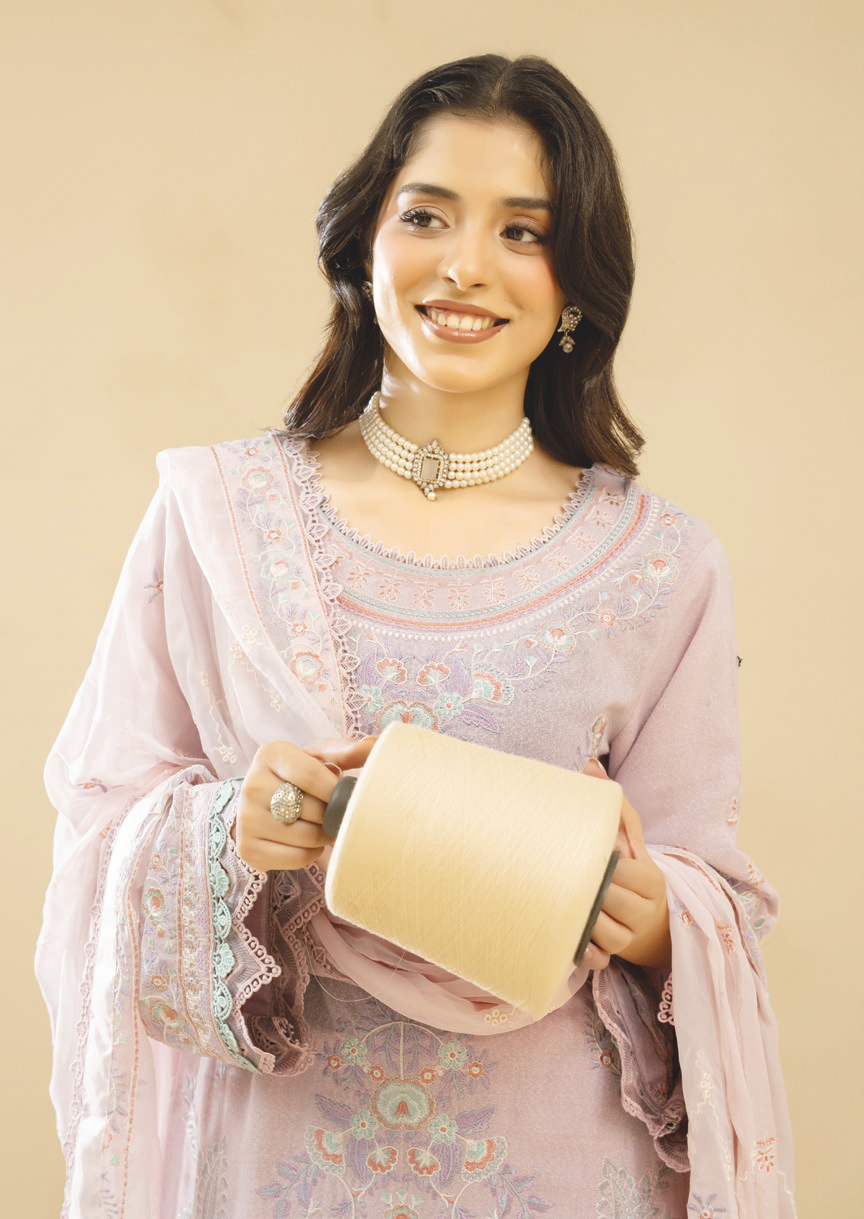 Designer Embroidered Karandi Suit for Women | Resham Embroidery & Bamber Chiffon Dupatta