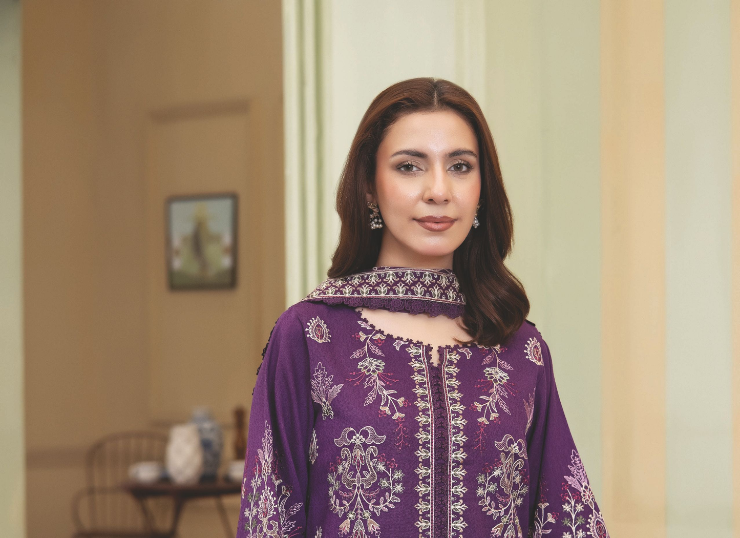 Designer-Inspired Karandi Suit with Embroidered Bamber Chiffon Dupatta